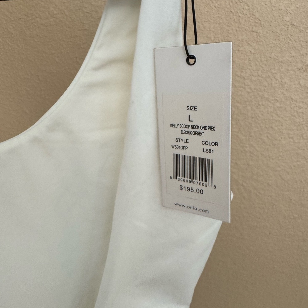 Onia Kelly Scoop Neck Electric Current White One-Piece Swimsuit - Picture 6 of 9